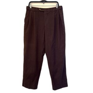 LANDS END Traditional Fit Lined Wool Woven Dress Trousers, Brown- Size 36